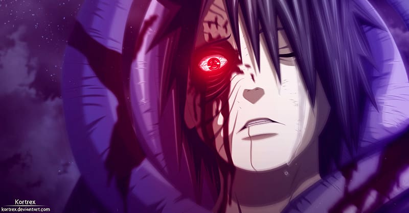 Anime, Naruto, Blood, Sharingan (Naruto), Purple Hair, Obito Uchiha, Crying, HD wallpaper