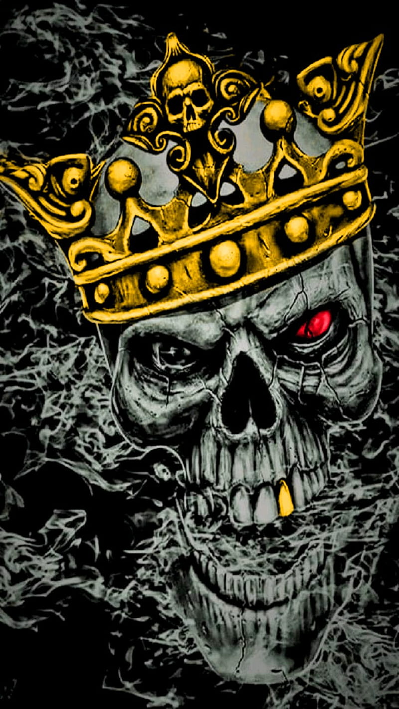 Skull King, gold, red, crown, skull, king, HD phone wallpaper