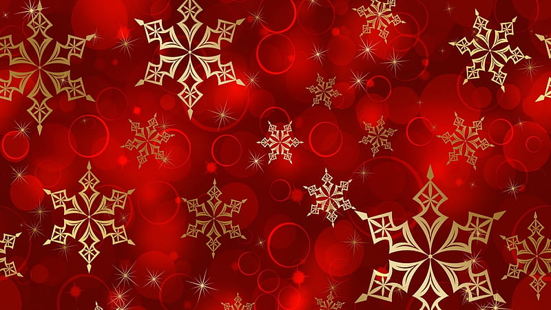 Red Christmas Pattern Snowflake Snowflake, HD wallpaper