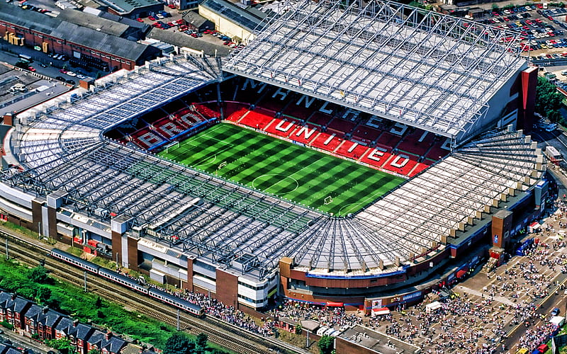 Old Trafford, soccer, aerial view, Red Devils Stadium, R, Manchester United Stadium, football stadium, Manchester United FC, english stadiums, HD wallpaper