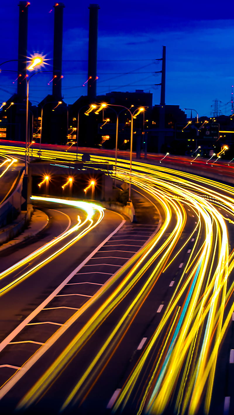 Highway, amazing, city, cute, iphone 5, lights, lovely, night, yellow, HD phone wallpaper