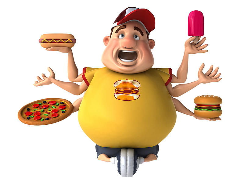 Diet, food, hamburger, cartoon, 3d, ice, hot, fastfood, overweight, hotdog,  cream, HD wallpaper | Peakpx