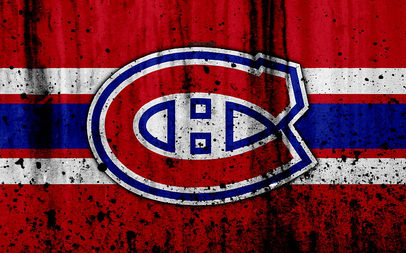 Montreal Canadiens, grunge, NHL, hockey, art, Eastern Conference, USA, logo, stone texture, Atlantic Division, HD wallpaper