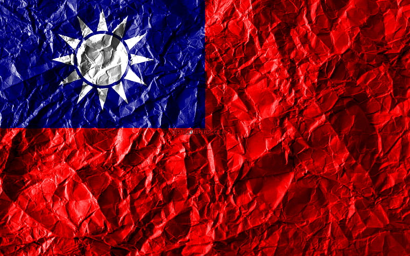 Taiwanese flag crumpled paper, Asian countries, creative, Flag of Taiwan, national symbols, Asia, Taiwan 3D flag, Taiwan, HD wallpaper