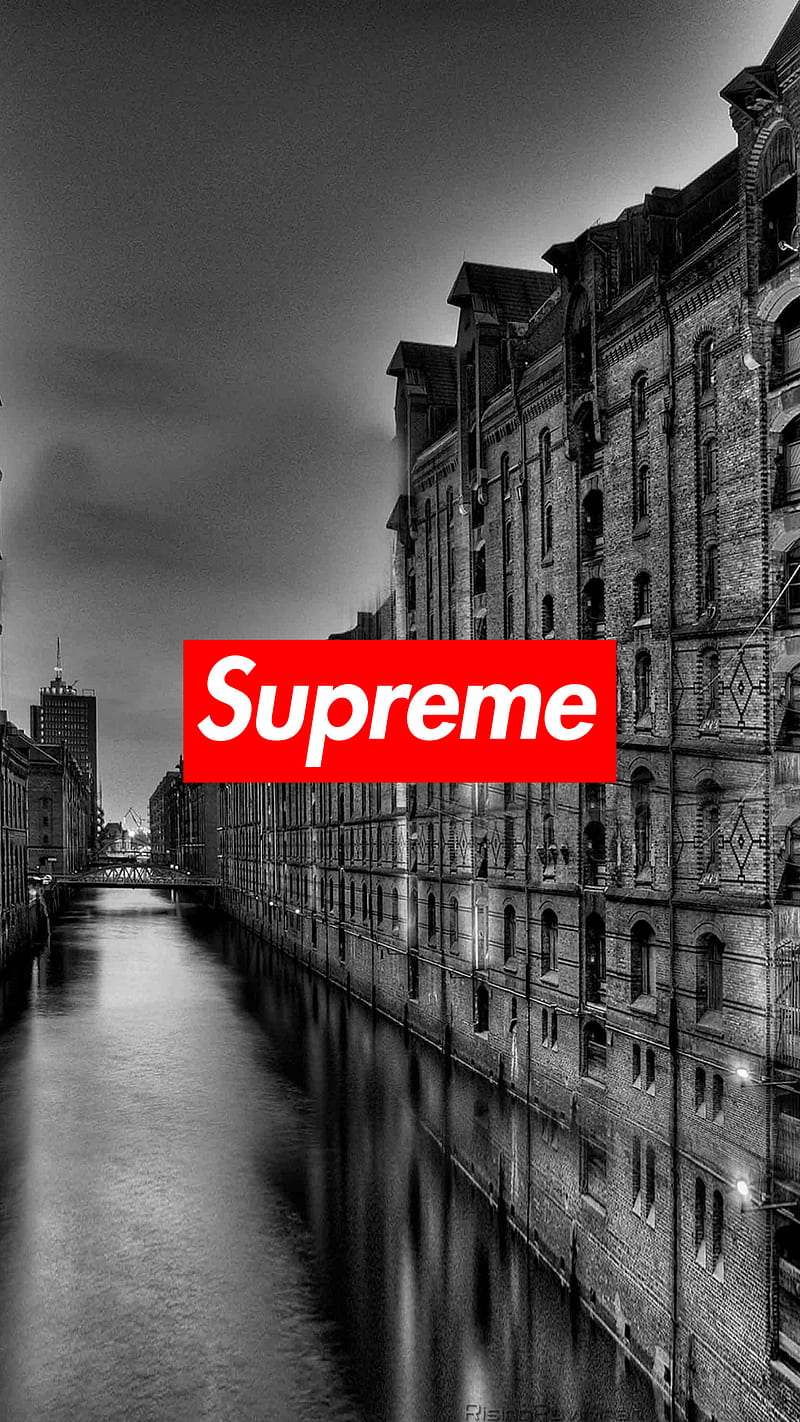 Supreme Old City, black and white, brands, logo, vintage, HD phone wallpaper