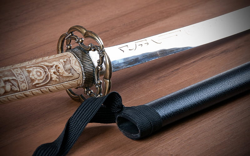 sword, katana, japanese sword, cold arms, HD wallpaper