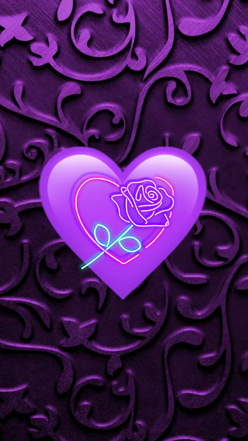3d Illustration Love Wallpaper Purple Neon Stock Illustration 1356812786