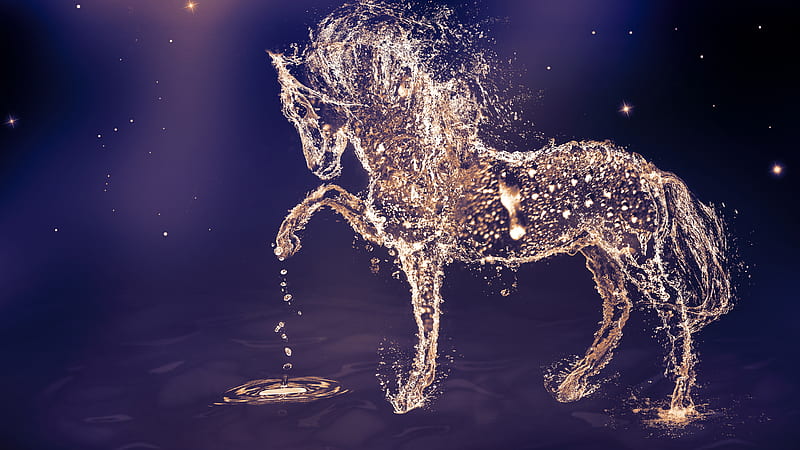Artistic Water Horse Horse, HD wallpaper