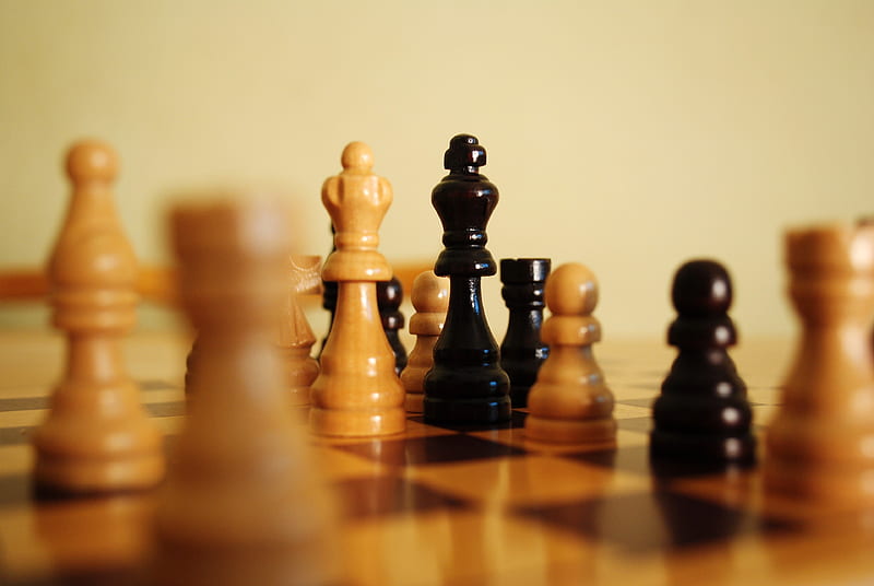 chess, pieces, king, queen, game, games, HD wallpaper