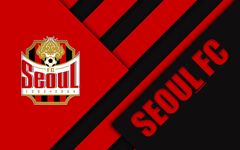 Seoul FC logo, South Korean football club, material design, red black abstraction, Seoul, South Korea, K League 1, football, HD wallpaper