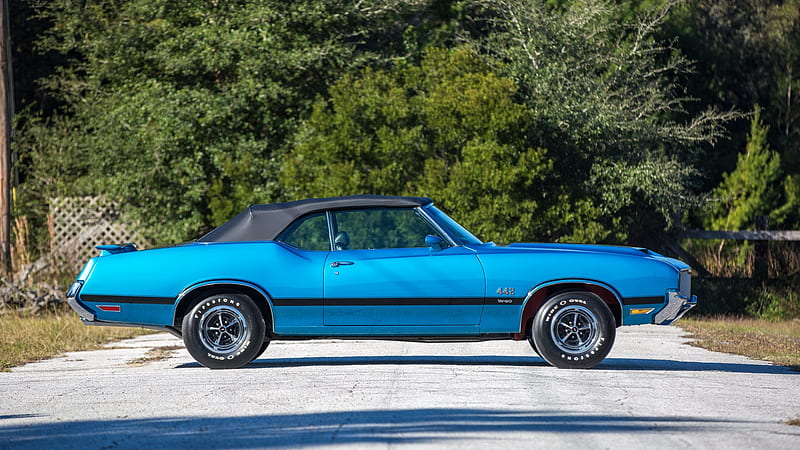 1971-Olds-442-Convertible, Classic, Olds, GM, Blue, HD wallpaper