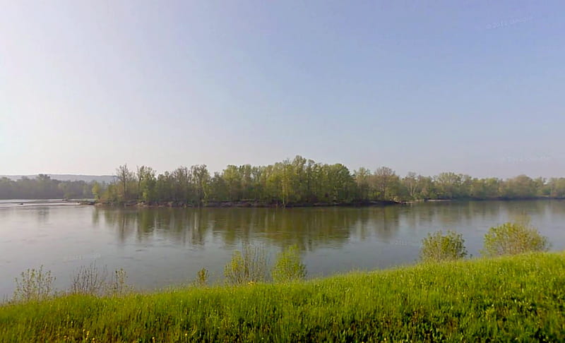 Loire River, water, france, grass, river, trees, sky, HD wallpaper