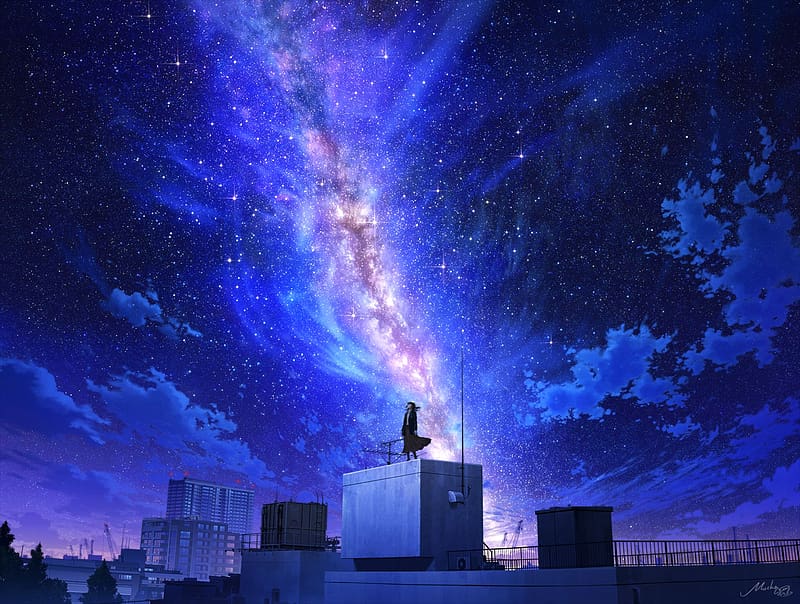 Anime, Sky, Starry Sky, Milky Way, HD wallpaper | Peakpx