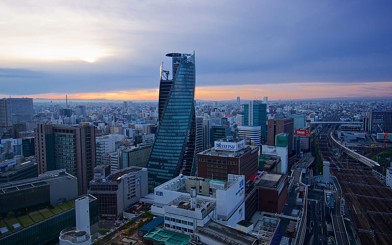Nagoya, japan, metropolis, morning, sunrise, cityscape Aichi Prefecture, HD wallpaper