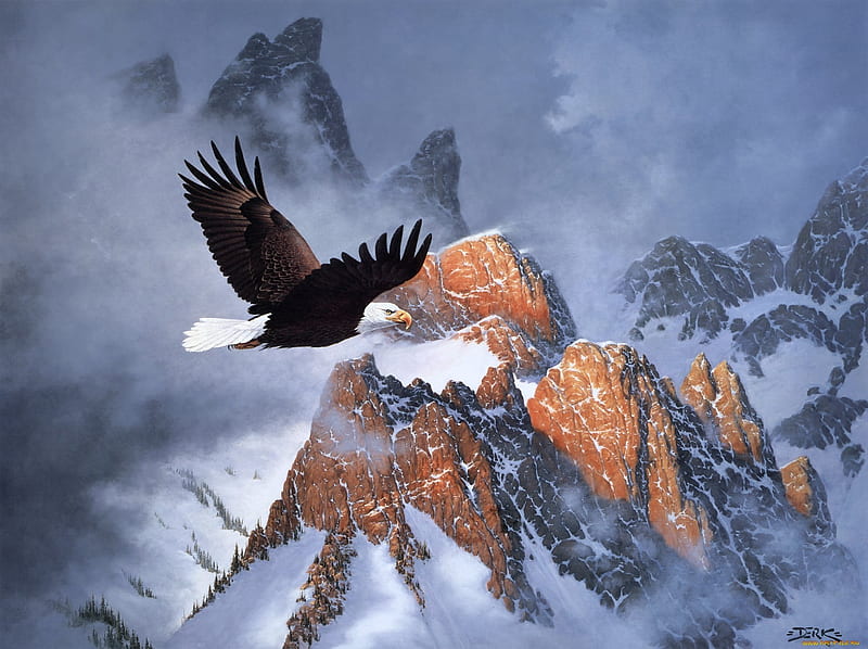 águila volando en las montañas, pájaro, nieve, águilas, montañas, volando,  majestuoso, Fondo de pantalla HD | Peakpx