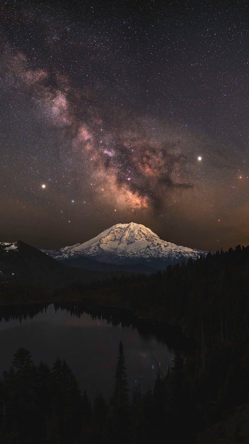 Milky Way, galaxy, infinity, mountain, mountains, night, sky, stars, HD phone wallpaper