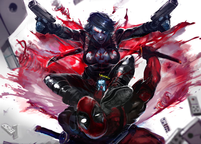 Deadpool and Domino, comics, deadpool, domino, marvel, HD wallpaper