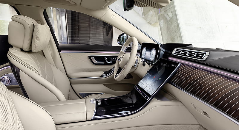 2021 Mercedes-Maybach S-Class (Leather Nappa macchiato beige / bronze brown pearl) - Interior , car, HD wallpaper