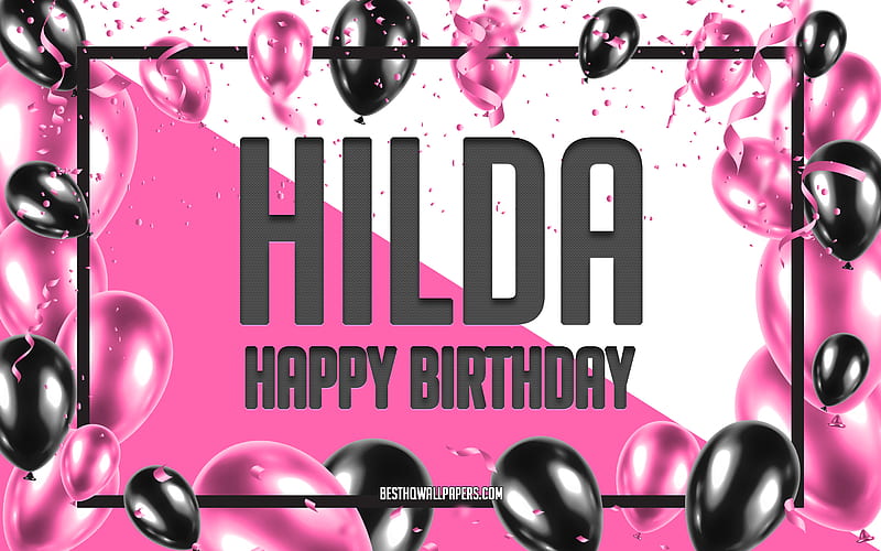 Happy Birtay Hilda, 3d Art, Birtay 3d Background, Hilda, Pink Background, Happy Hilda birtay, 3d Letters, Hilda Birtay, Creative Birtay Background, HD wallpaper