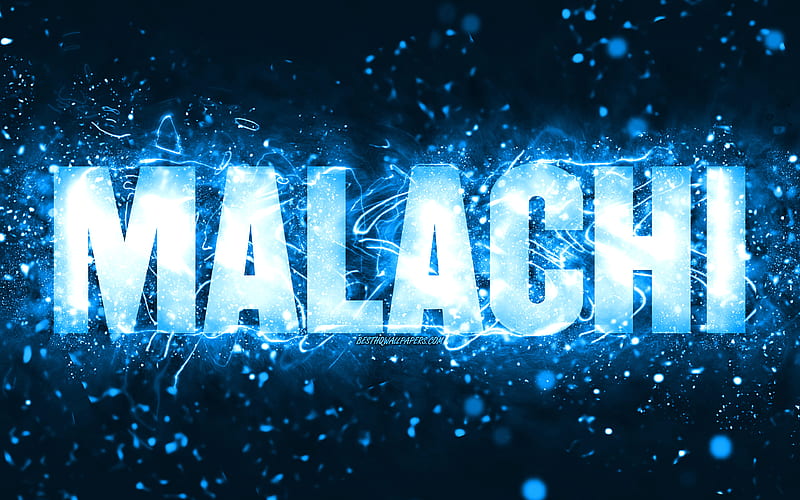 Happy Birtay Malachi blue neon lights, Malachi name, creative, Malachi Happy Birtay, Malachi Birtay, popular american male names, with Malachi name, Malachi, HD wallpaper