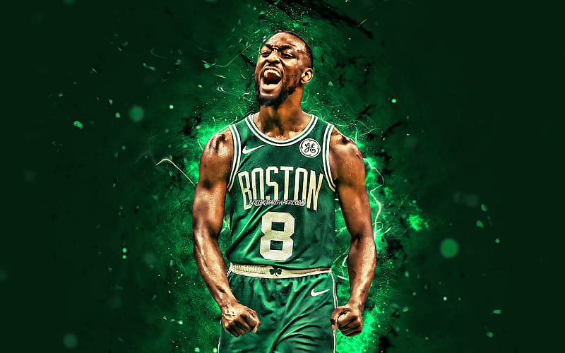 Kemba Walker Boston Celtics, 2020, NBA, green neon lights, basketball stars, Kemba Hudley Walker, basketball, USA, Kemba Walker Boston Celtics, creative, Kemba Walker, HD wallpaper