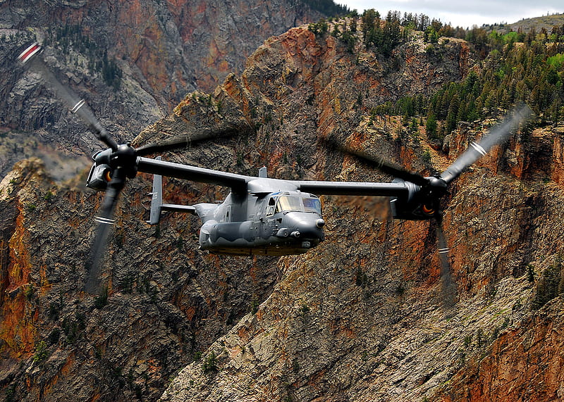 Osprey in Flight, plane, cv22, mountains, helicopter, 22, osprey, cv, HD wallpaper