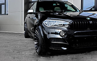 BMW X5 Hamann, 2018, F15, M50d, front view, black luxury SUV, tuning X5, new black X5, German cars, BMW, HD wallpaper