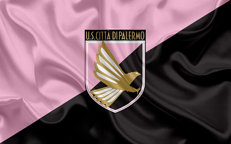 US Palermo Serie B, football, silk texture, emblem, silk flag, Palermo FC logo, Italian football club, Palermo, Italy, HD wallpaper