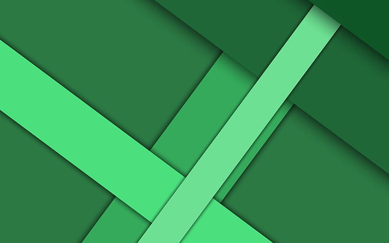 green abstraction, geometric background, material design, android, google, green rectangles, HD wallpaper