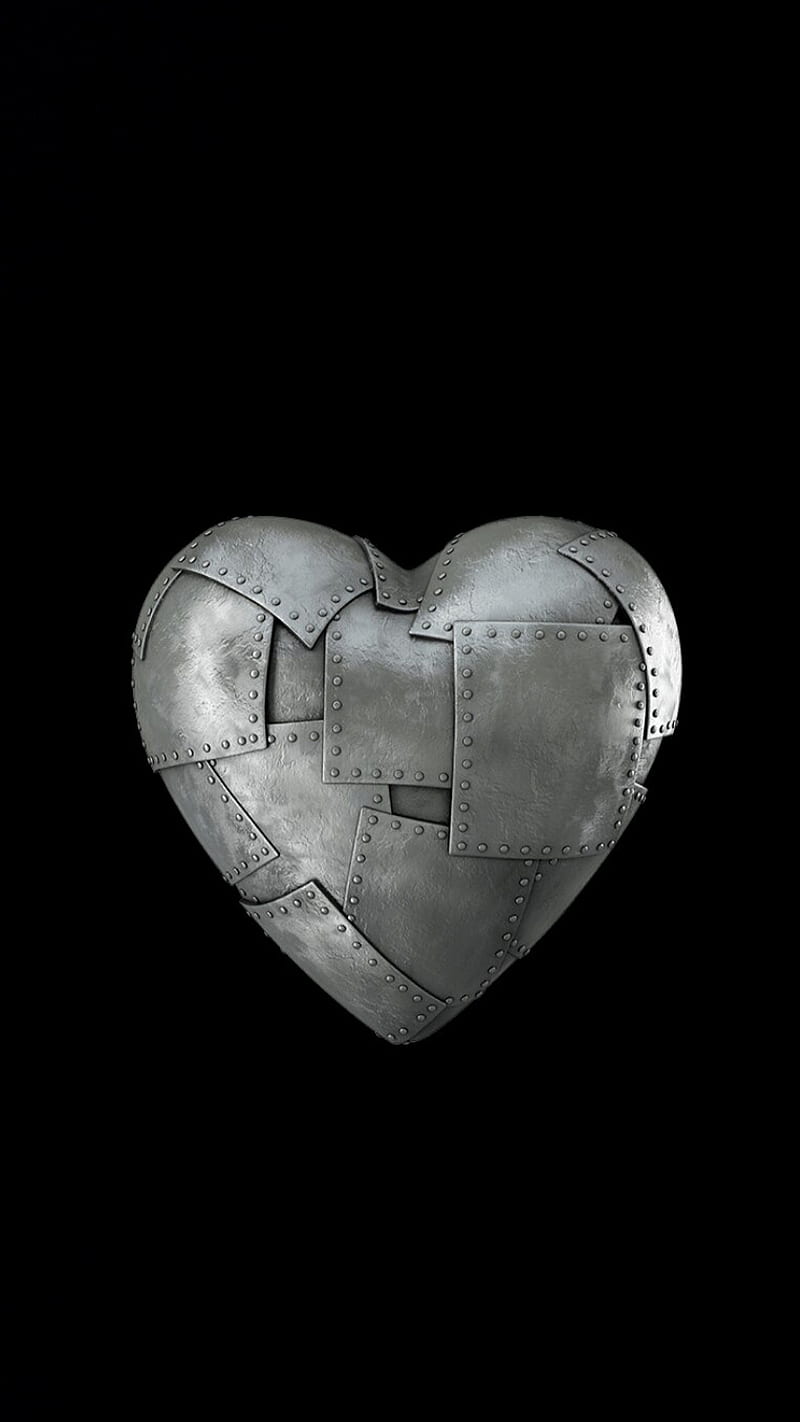 Iron heart, heart, iron, love, metal, silver, HD phone wallpaper