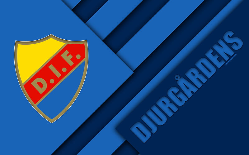 Djurgardens IF logo, material design, Swedish football club, blue abstraction, Allsvenskan, Stockholm, Sweden, football, Djurgardens FC, HD wallpaper