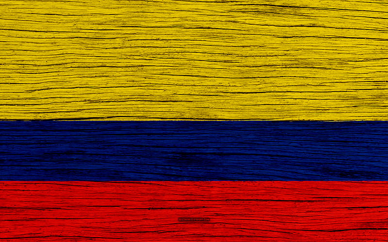 Flag of Colombia South America, wooden texture, Colombian flag, national symbols, Colombia flag, art, Colombia, HD wallpaper