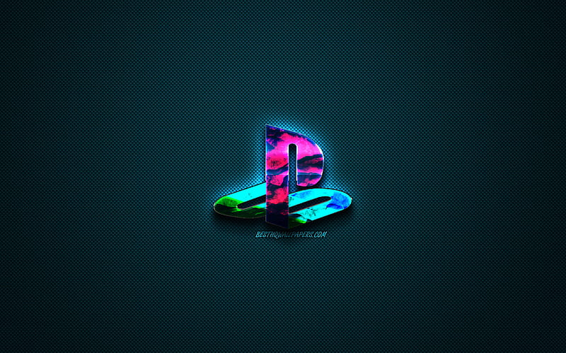 PlayStation color logo, PS4, creative blue art, PlayStation emblem, dark blue background, PlayStation, logo, brands, HD wallpaper