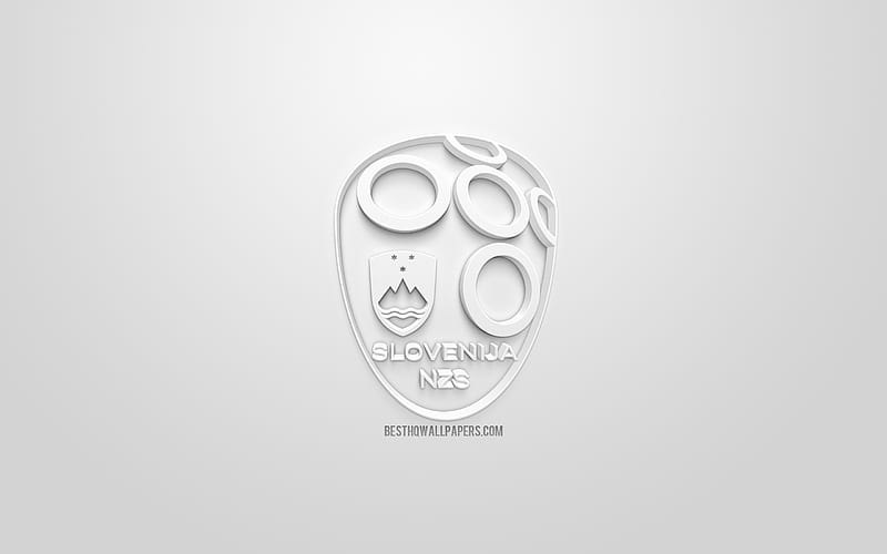 Slovenia national football team, creative 3D logo, white background, 3d emblem, Slovenia, Europe, UEFA, 3d art, football, stylish 3d logo, HD wallpaper