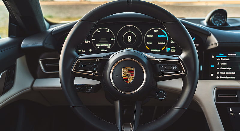2021 Porsche Taycan Turbo Cross Turismo (Color: Gentian Blue) - Interior, Steering Wheel , car, HD wallpaper