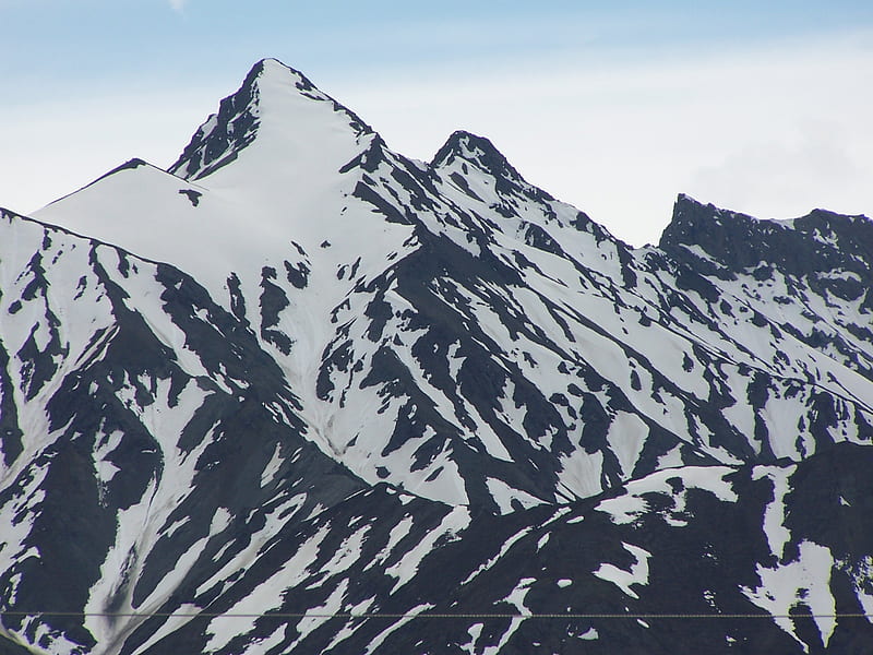 Snowcapped Mountains, moutains, clear, snow, alaska, HD wallpaper