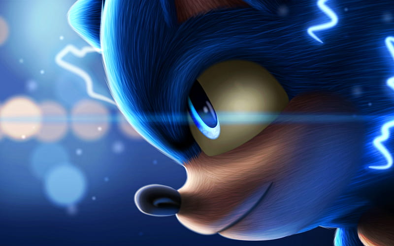 Sonic, close-up, Sonic The Hedgehog, 3D art, 2020 movie, poster, Blue Sonic, HD wallpaper