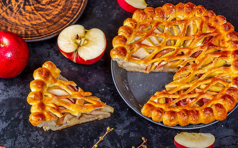 Apple Pie Ultra, Food and Drink, Brown, Apples, Fresh, Fruit, Cooking, Plate, Sweet, delicious, cake, Traditional, Food, healthy, Baked, homemade, baking, nutrition, meal, redapple, pastry, dough, applepie, browned, HD wallpaper