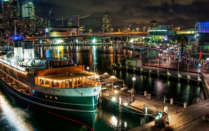 Sydney Port Night Australia-architectural scenery, HD wallpaper