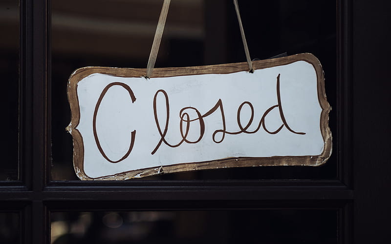 Closed plate, wooden plate, sign Closed for cafe, wooden signs, HD wallpaper