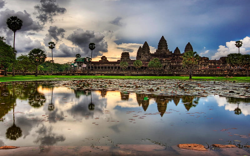 Angkor Wat, buddha, hindu, lord vishnu, temple, world wonder, HD wallpaper
