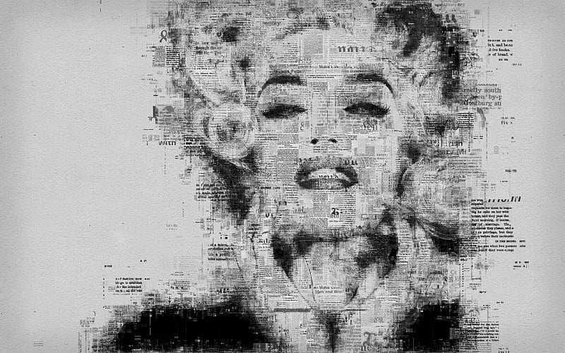 Gwen Stefani newspaper art, portrait, American singer, portrait of letters, creative design, HD wallpaper