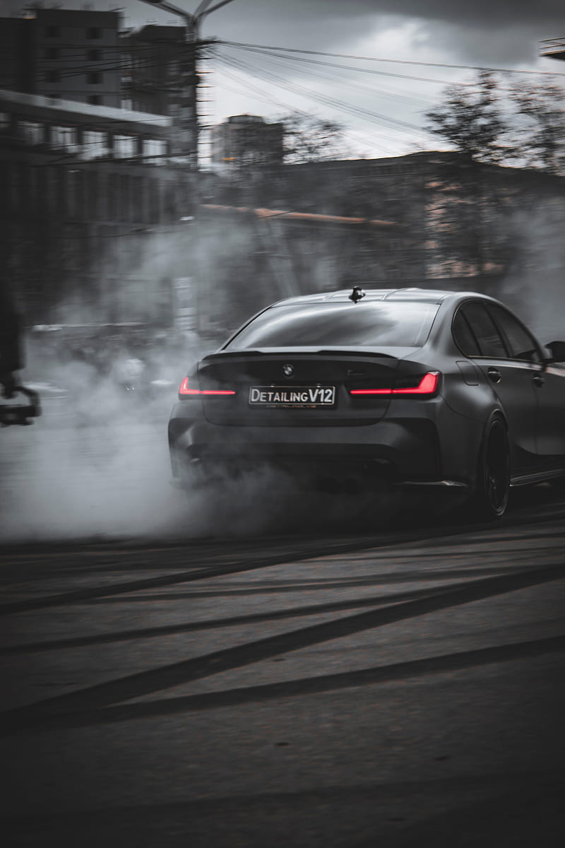 Bmw, car, black, drift, smoke, HD phone wallpaper | Peakpx