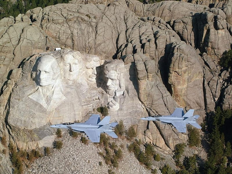 Mount-Rushmore, faces, planes, rock, mountains, HD wallpaper