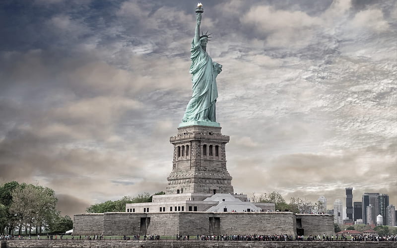 Statue of Liberty, monument, Liberty Enlightening the World, New York, american landmarks, USA, America, Manhattan, NYC, HD wallpaper