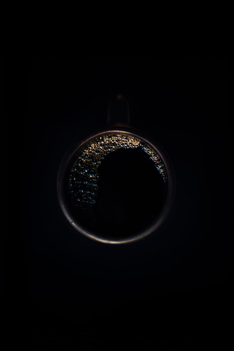 black coffee, mug, top view, drinks, foam, Food, HD phone wallpaper