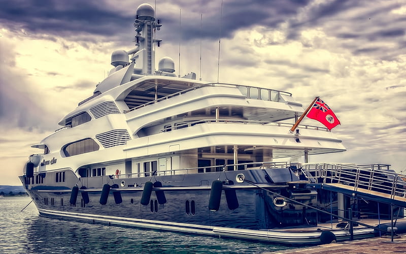 Martha Ann superyacht, dock, luxury yacht, pier, Lurssen, HD wallpaper