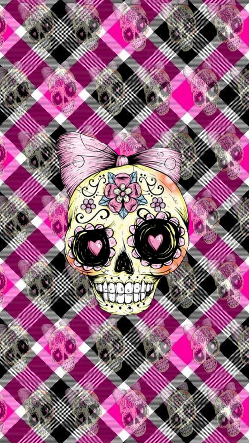 black and pink skull wallpaper