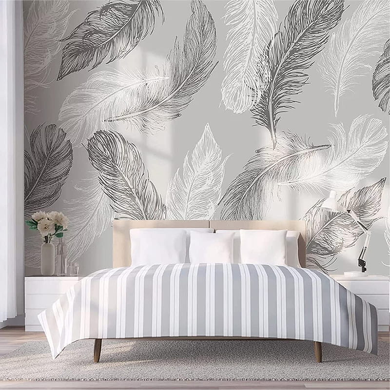 Modern Simple Hand Painted Feather Mural 3D Living Room Bedroom Art Wall Paper Nordic Style Home Decor, 200 * 140cm, HD phone wallpaper