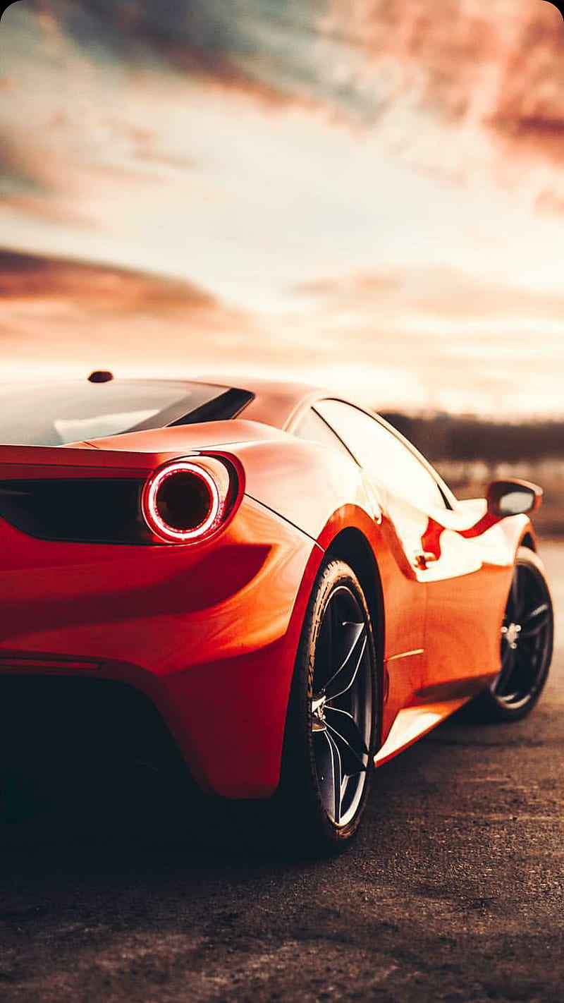 Ferrari 488 GTB, ferrari, 488, red, car, supercar, sports, america, new, sunset, HD phone wallpaper